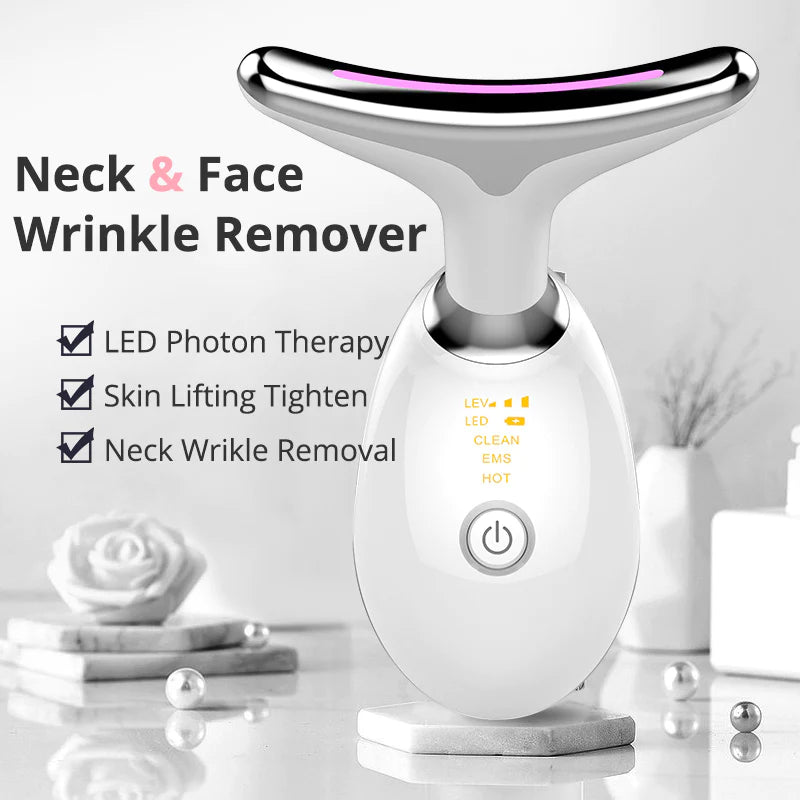 "Revitalize Your Skin: EMS Thermal Neck & Face Lifting Massager - Microcurrent Wrinkle Remover & LED Photon Beauty Device for Women"