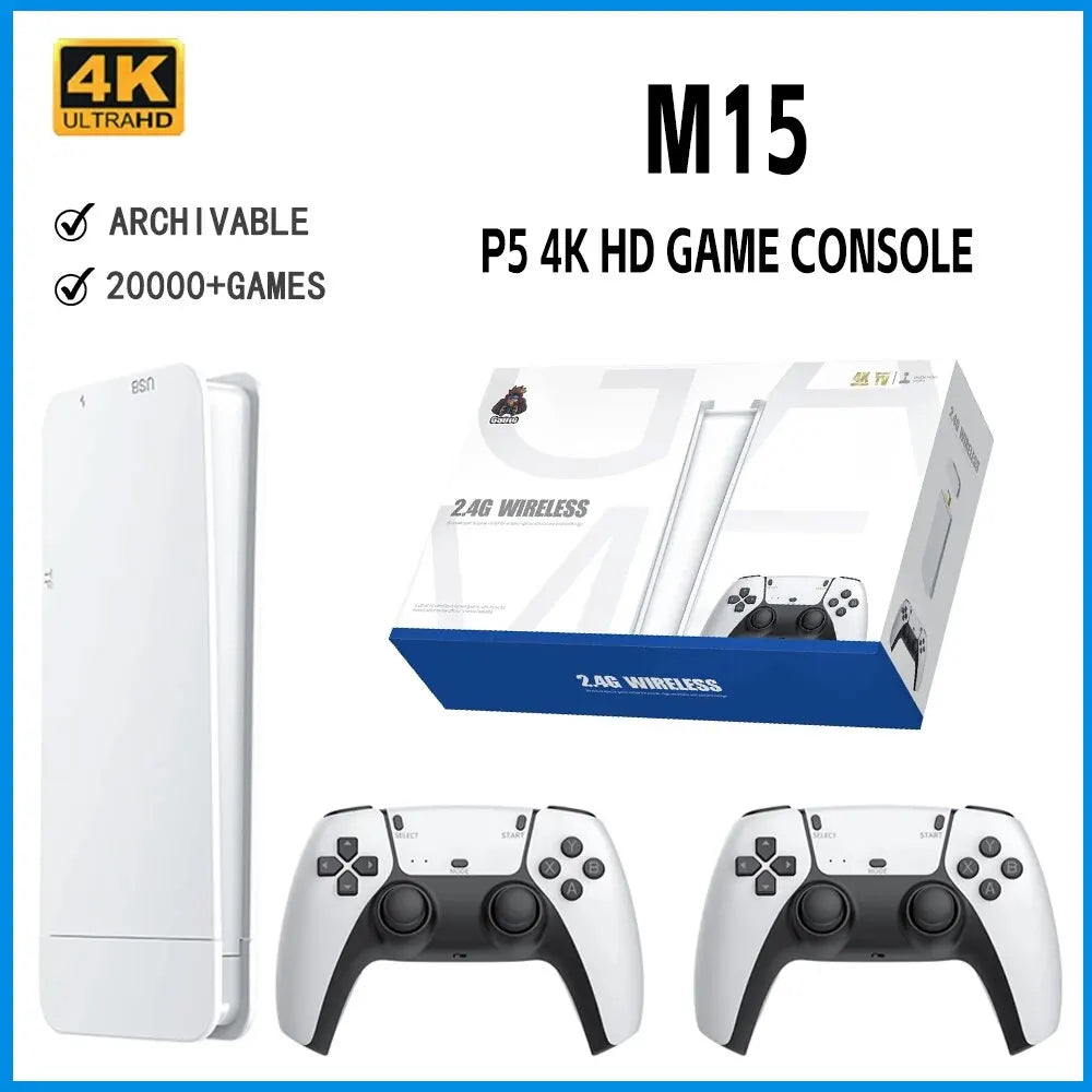 M15 Retro Game Console 64GB 20000+Gaming Handheld Game Console Wireless Game Version with Built-In 20+Emulator Game Stick 4K